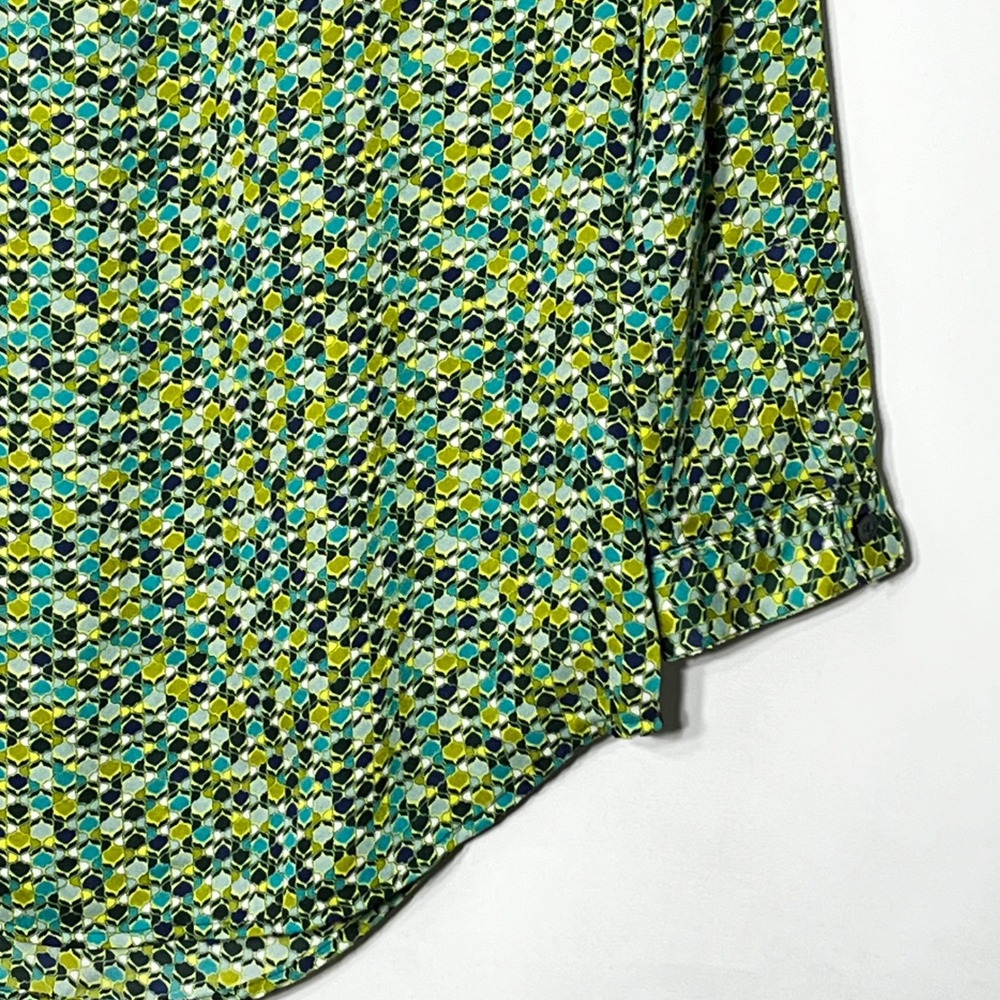 Liz Claiborne Womens Green Geometric Mosaic V-Neck 3/4 Sleeve Blouse Size S - Picture 5 of 8